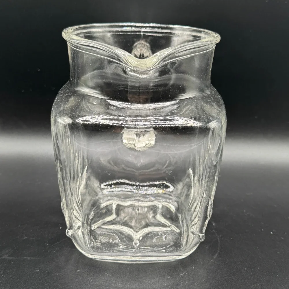 Vtg. Federal Glass Juice Pitcher Atomic Sunrise Star‎ Bottom Square Cottagecore